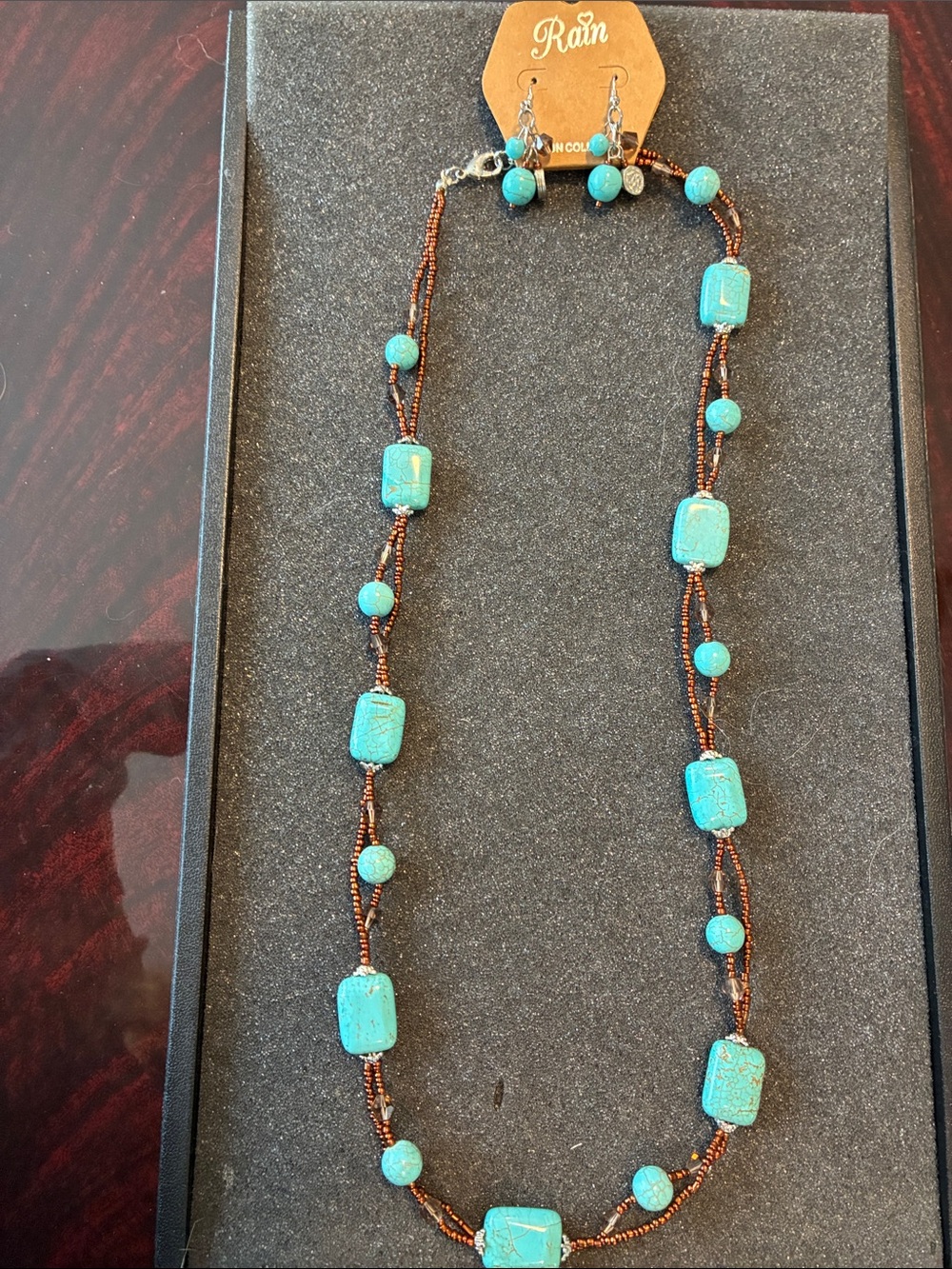 Rain Turquoise Bead Double-Strand Necklace